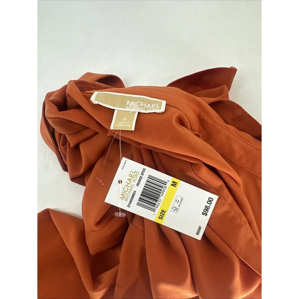 MICHAEL Michael Kors Relaxed Boxy Fit Button Down Orange Top Sz Med